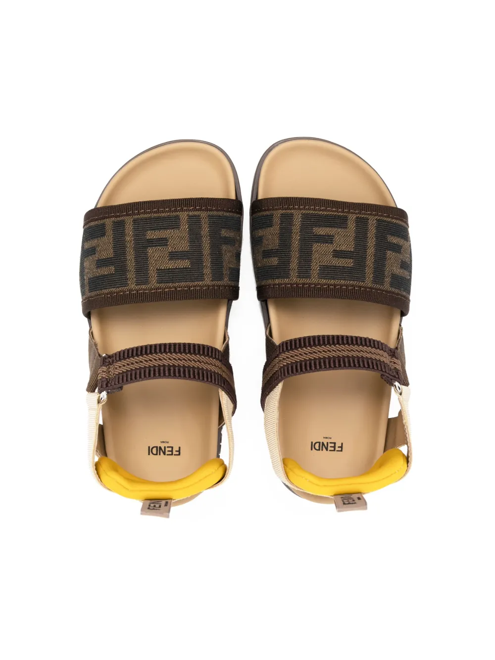 Shop Fendi Logo-print Slingback Sandals In Brown