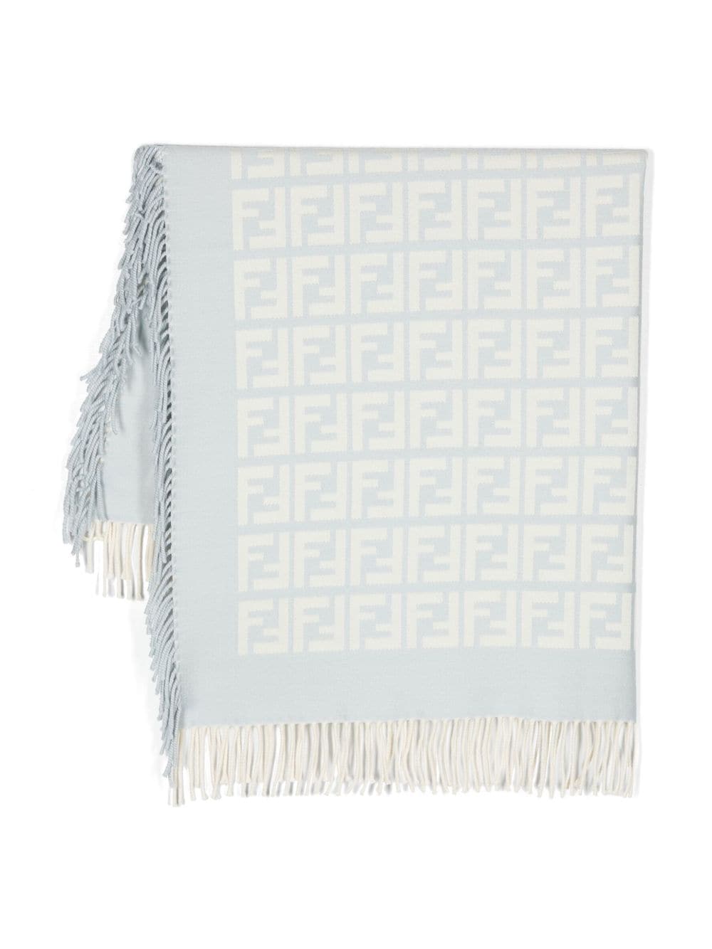 Fendi Ff Monogram-print Fringed Blanket In Neutrals