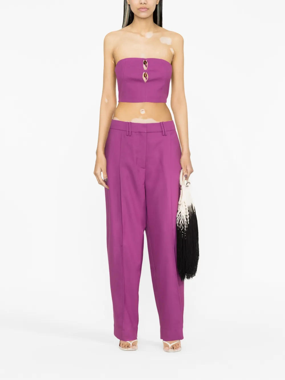 GANNI pleated straight-leg trousers - Paars