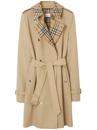 Burberry Vintage Check trim Short Trench Coat Neutrals FARFETCH AO