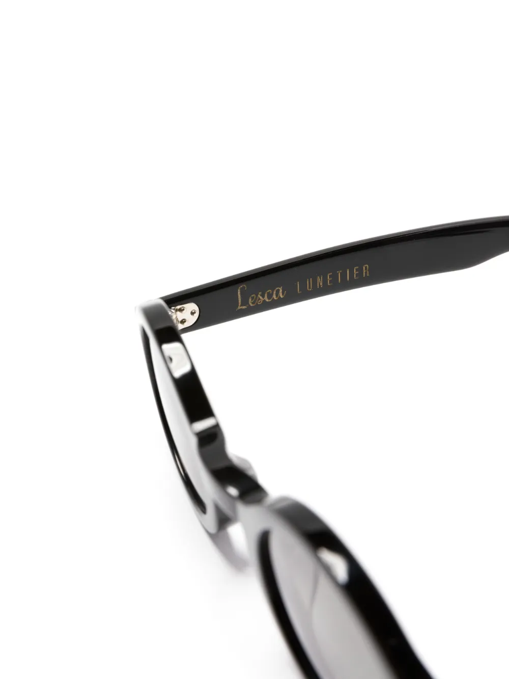  Lesca Logo-print Round-frame Sunglasses - Black 
