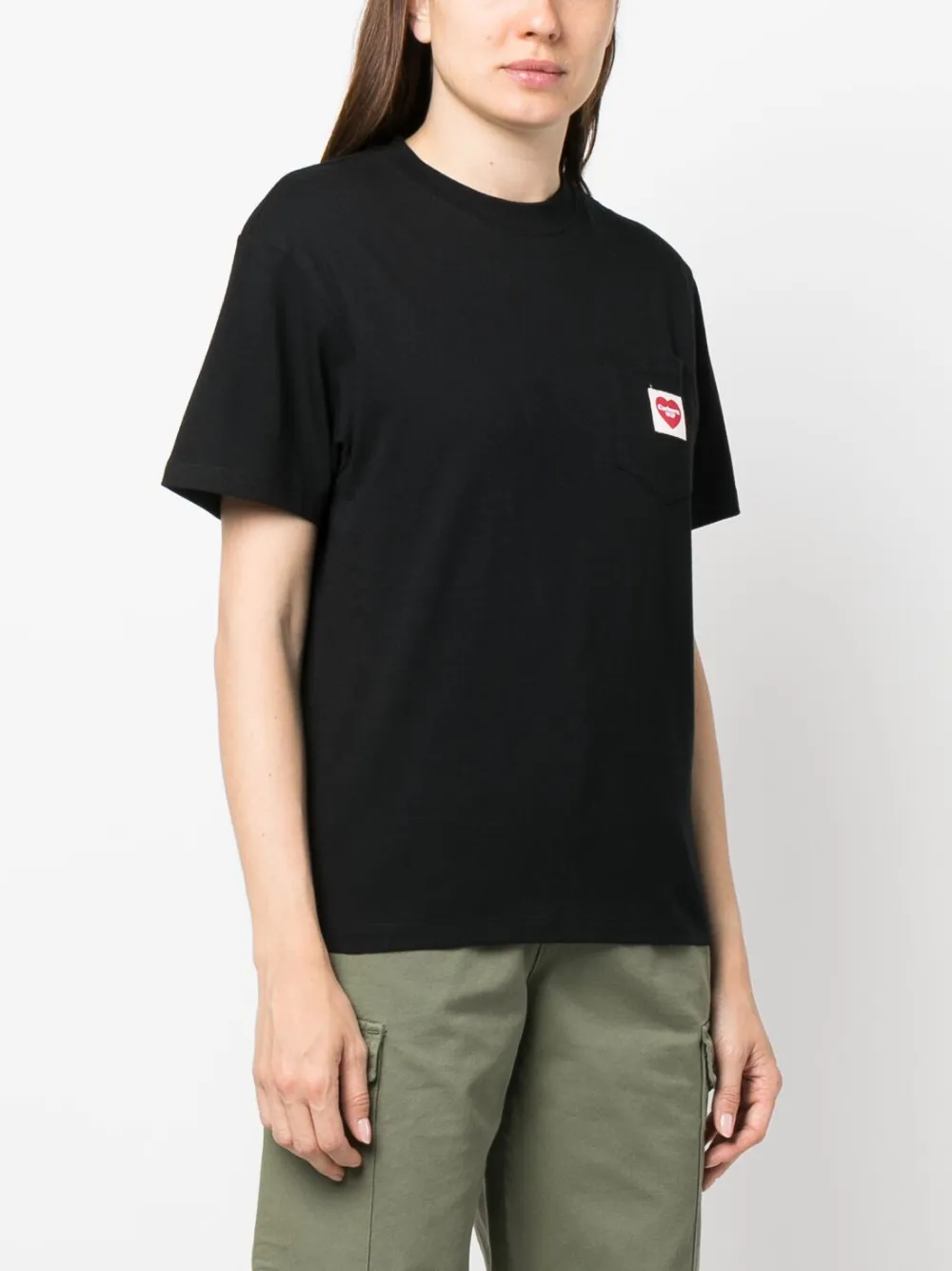 Carhartt Logo-patch Organic Cotton T-shirt In Black