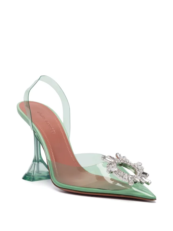 Amina Muaddi Begum 90mm Slingback Pumps Green FARFETCH IN