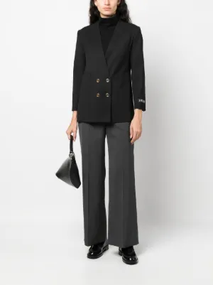週末限定値下patou 36 ノーカラーダブルボタンジャケット 黒　36 パトゥ 週末限定値下patou 36 ノーカラーダブルボタンジャケット 黒 36