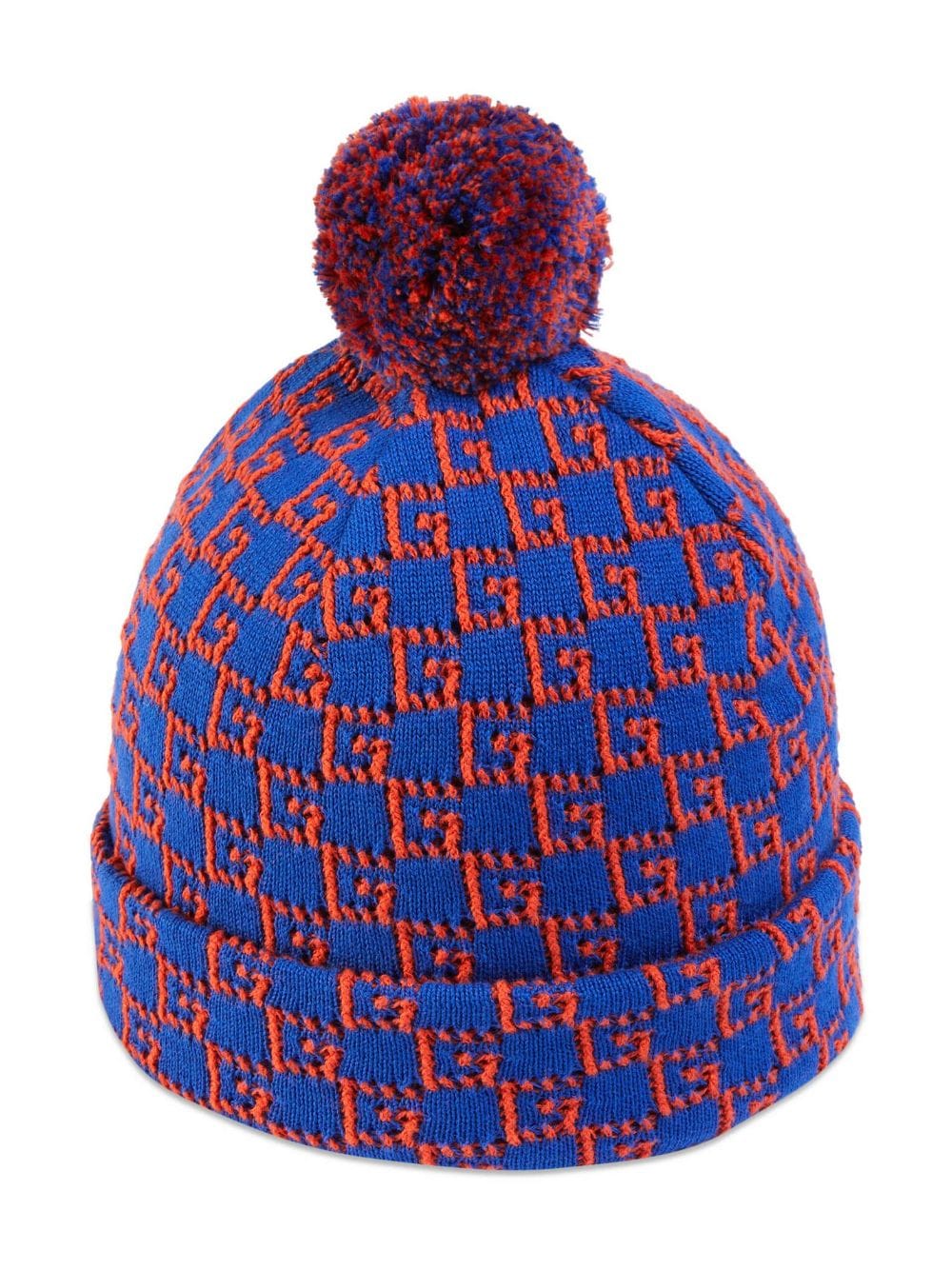 Gucci Kids' G Square Knit Cotton Hat In Blue