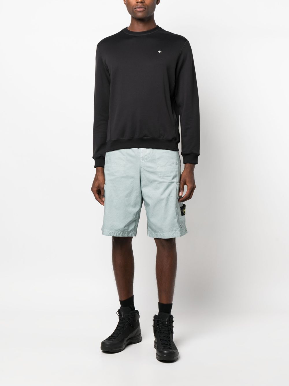 Stone Island Compass-motif cargo shorts - Blauw