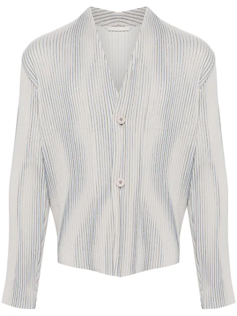 Homme Plissé Issey Miyake Tweed Pleats collarless jacket