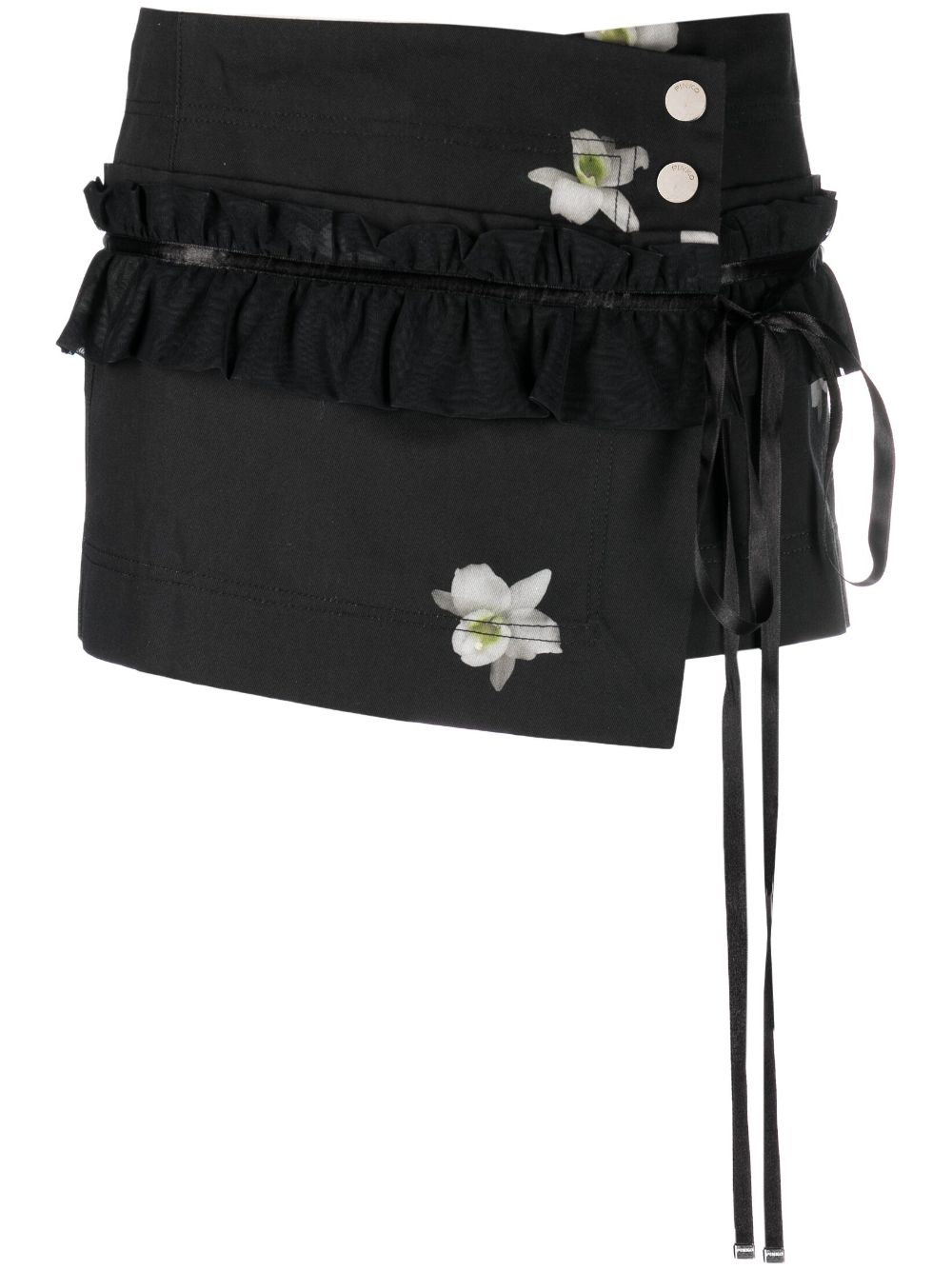PINKO orchid-print cotton miniskirt - Black