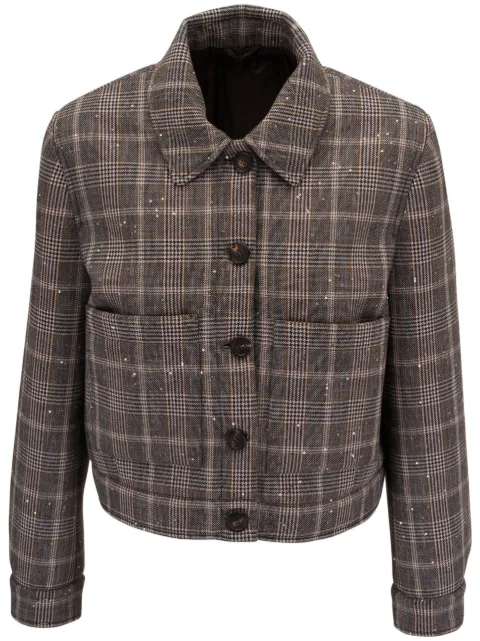 Brunello Cucinelli plaid-checked wool-blend jacket