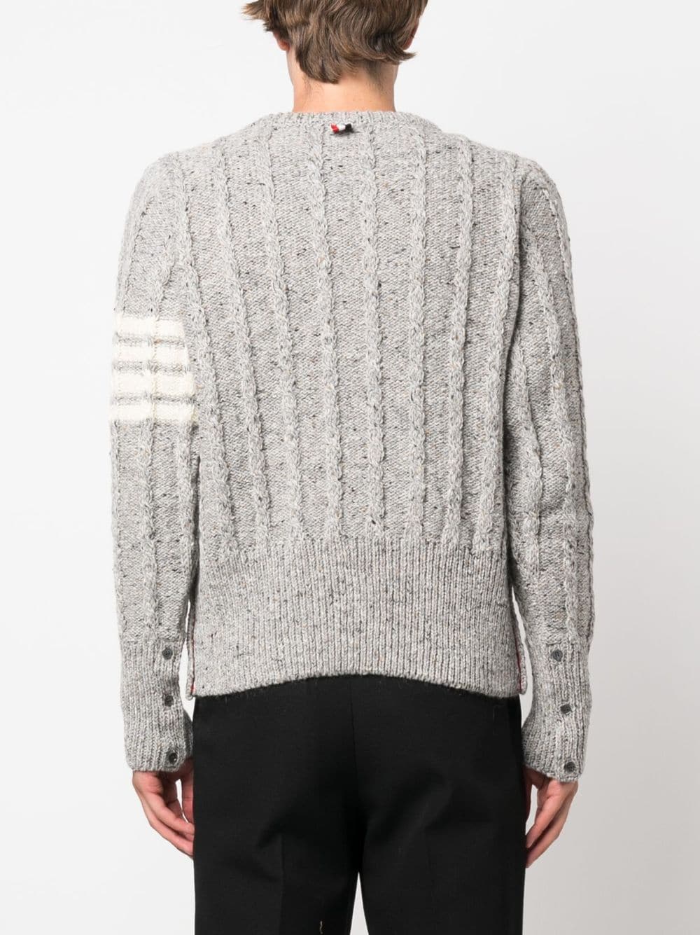 Shop Thom Browne 4-bar Stripe Cable-knit Jumper In Grey