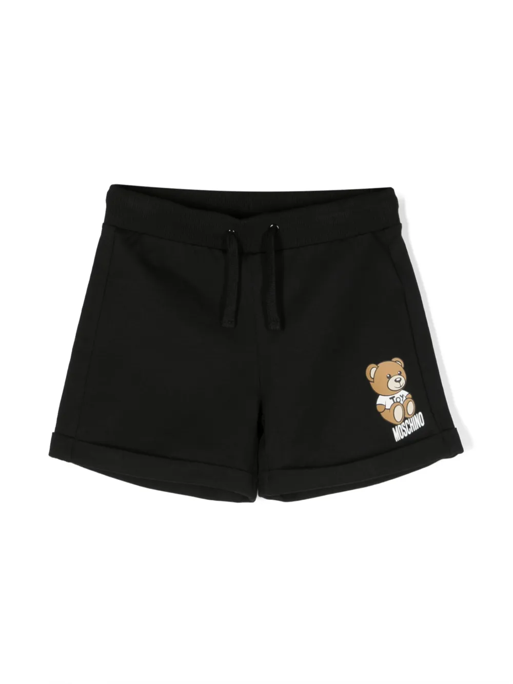 Moschino Kids' Teddy Bear-print Drawstring Shorts In Black