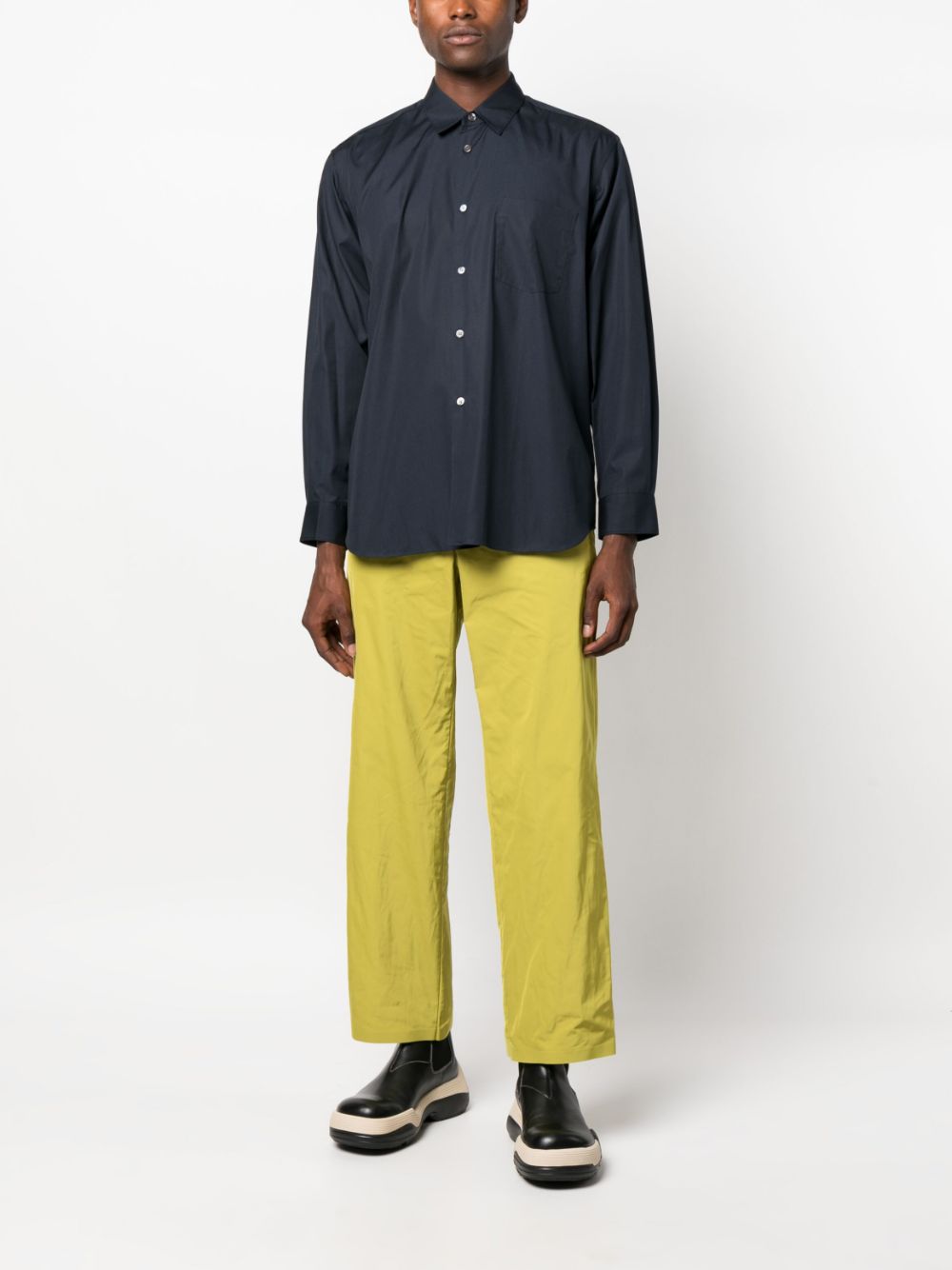 Shop Comme Des Garçons Shirt Long-sleeved Cotton Shirt In Blau