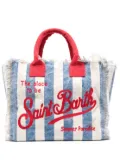 MC2 Saint Barth Vanity striped denim beach bag - White