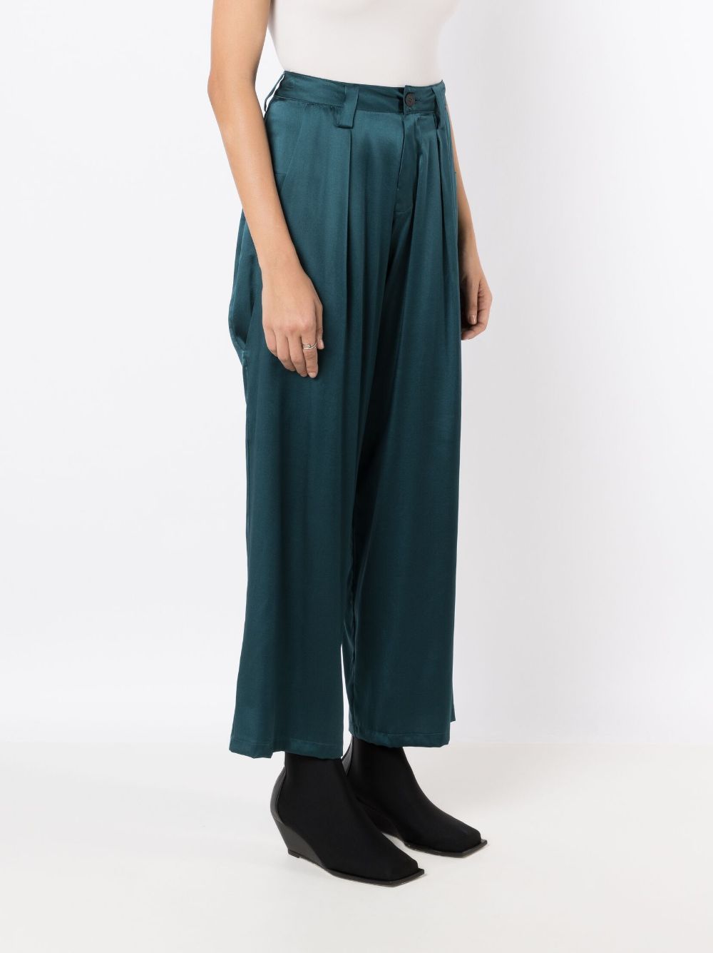 Shop Uma Raquel Davidowicz Straight-leg Silk Trousers In Green