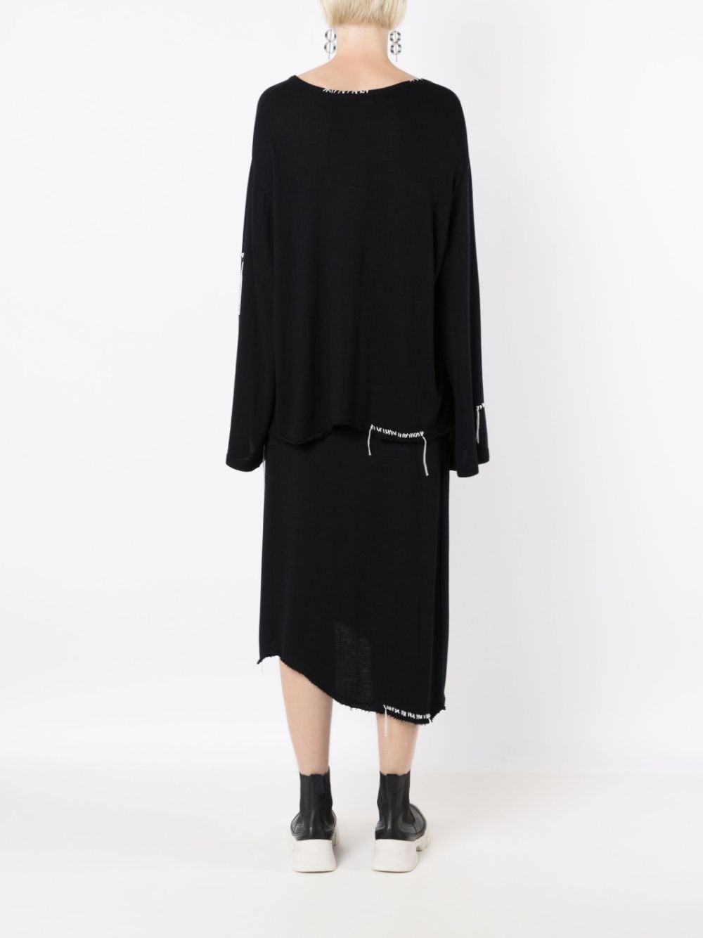 Shop Uma Raquel Davidowicz Contrast-stitch Wide-sleeve Jumper In Black