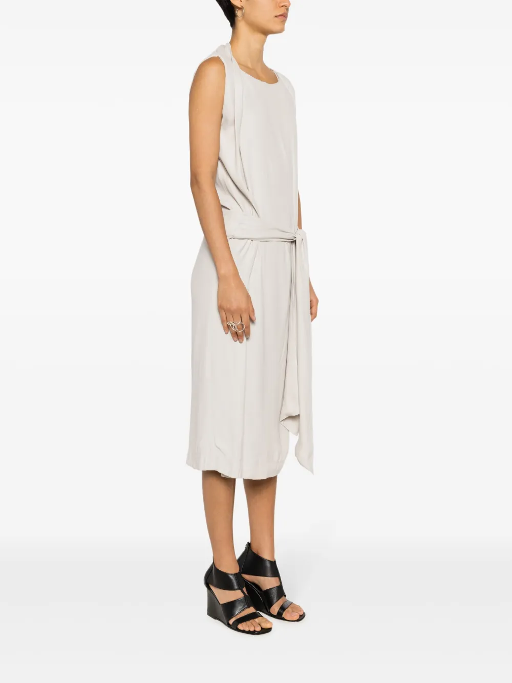 Shop Uma Raquel Davidowicz Funil Belted Jersey Midi Dress In Grey