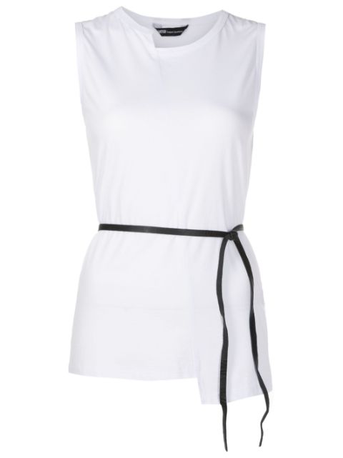 Uma | Raquel Davidowicz asymmetric tied-waist cotton top