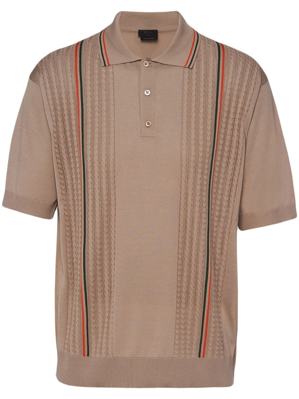 Shop Prada Silk-cotton Polo Shirt In Neutrals