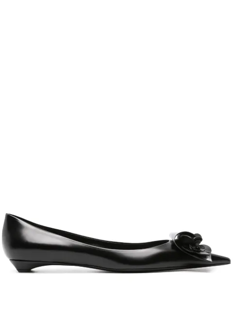 Prada flower-appliqué leather ballerina shoes