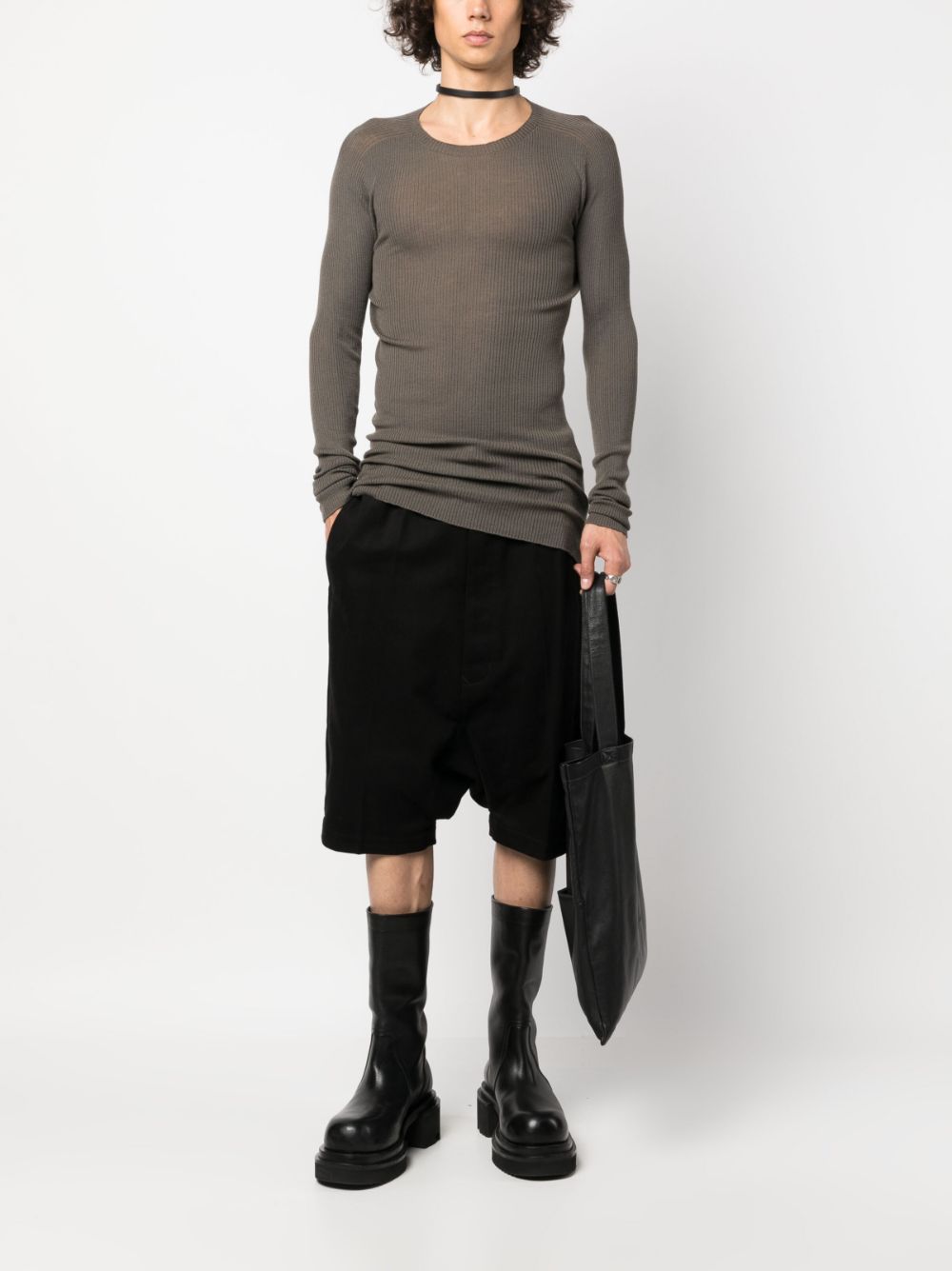 Shop Rick Owens Ribbed-knit Cashmere Jumper In Grey