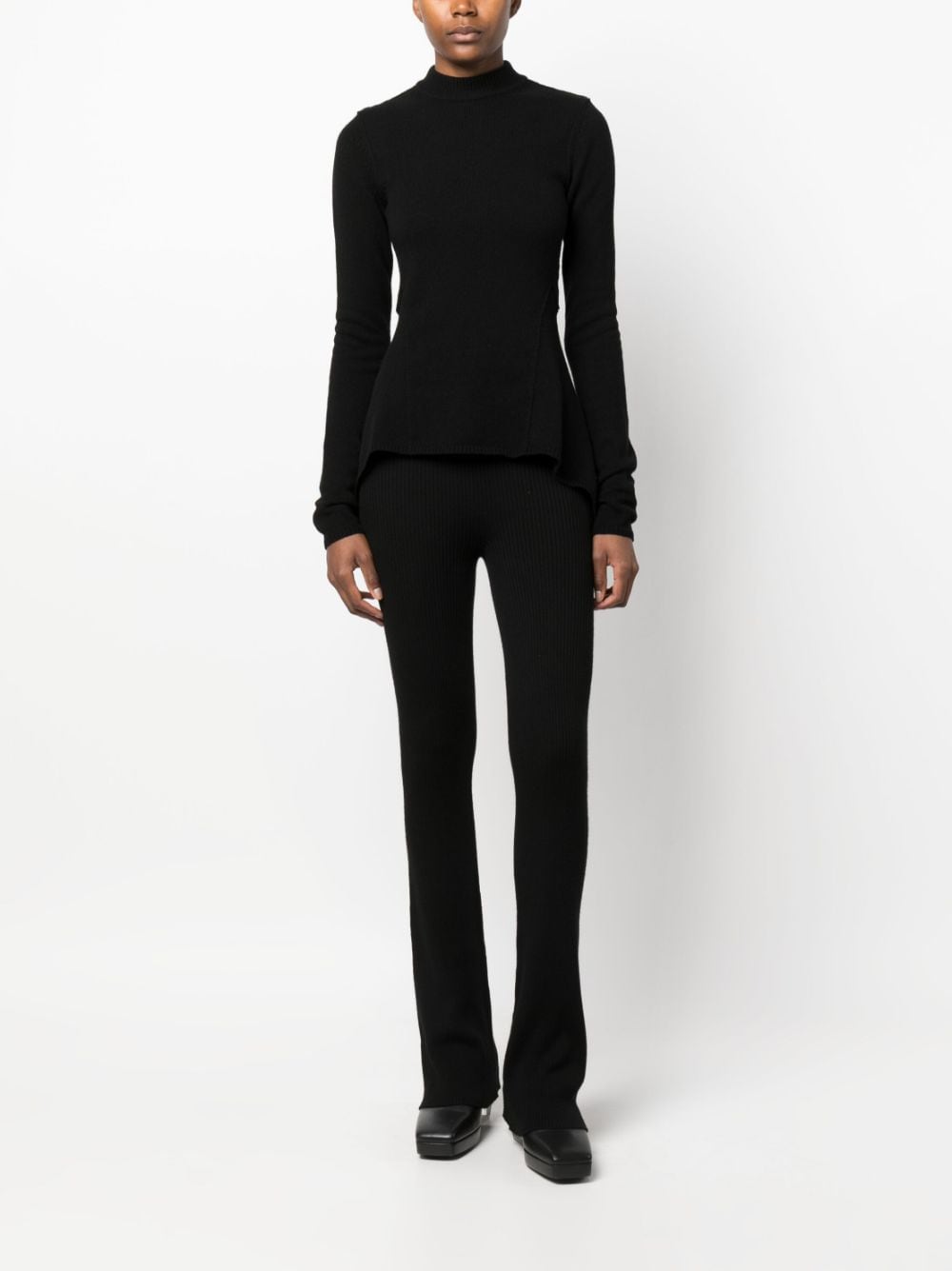 Shop Rick Owens Ribbed Flared Trousers In Black