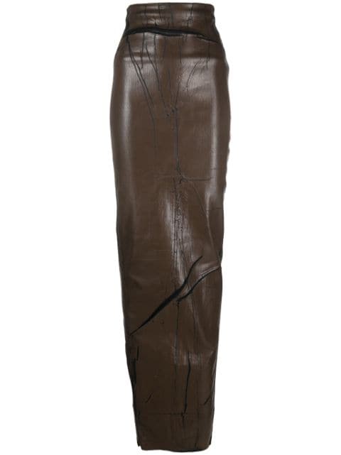Rick Owens Pillar rear-slit cotton maxi skirt