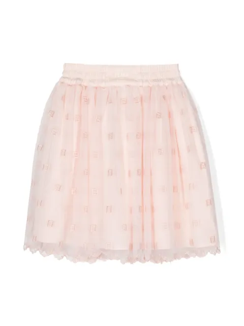 Fendi Kids logo-print flared skirt 