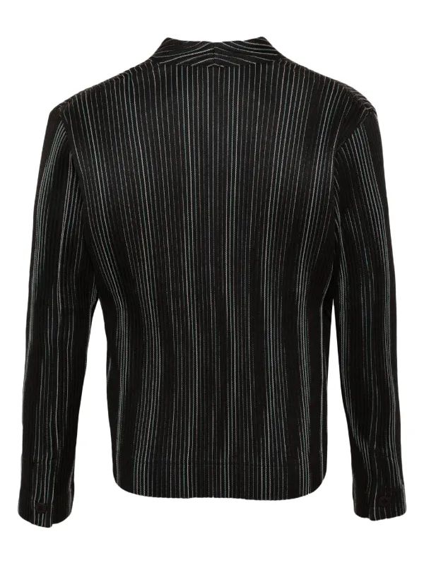 ジャケット・アウター 80s ISSEY MIYAKE MEN collarless jacket Homme Plissé Issey Miyake Tweed Pleats Collarless Jacket | Black