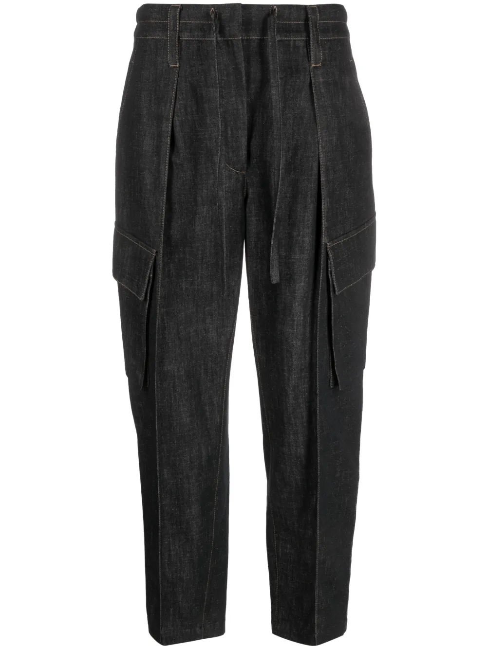 Brunello Cucinelli Denim Baggy Trousers In Black