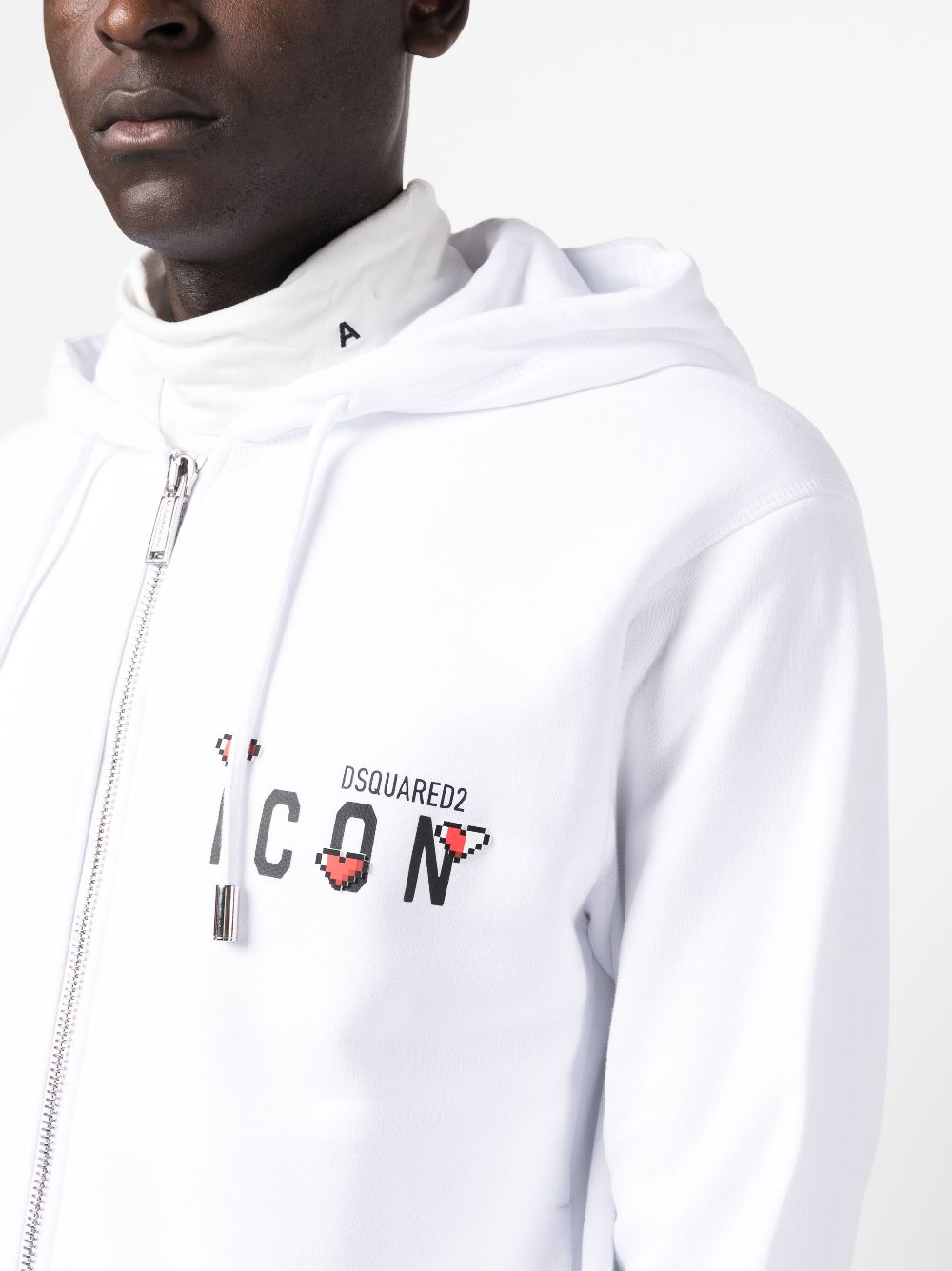 Affordable DSQUARED2 signature Icon-motif zip-up hoodie Men