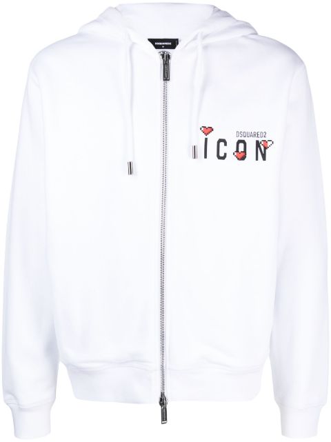 DSQUARED2 signature Icon-motif zip-up hoodie Men