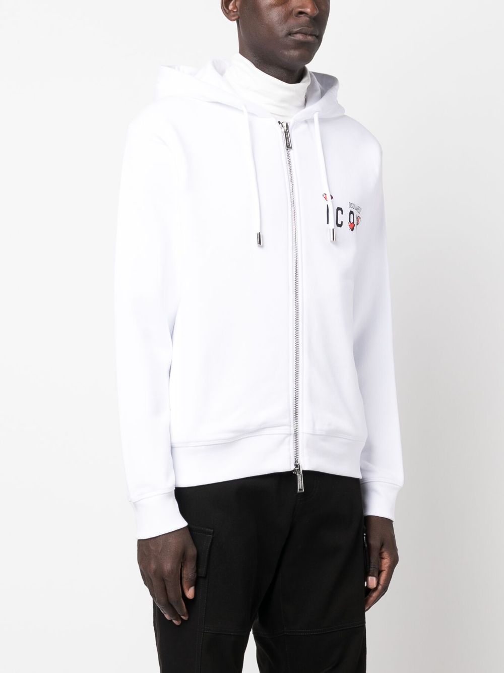 Affordable DSQUARED2 signature Icon-motif zip-up hoodie Men