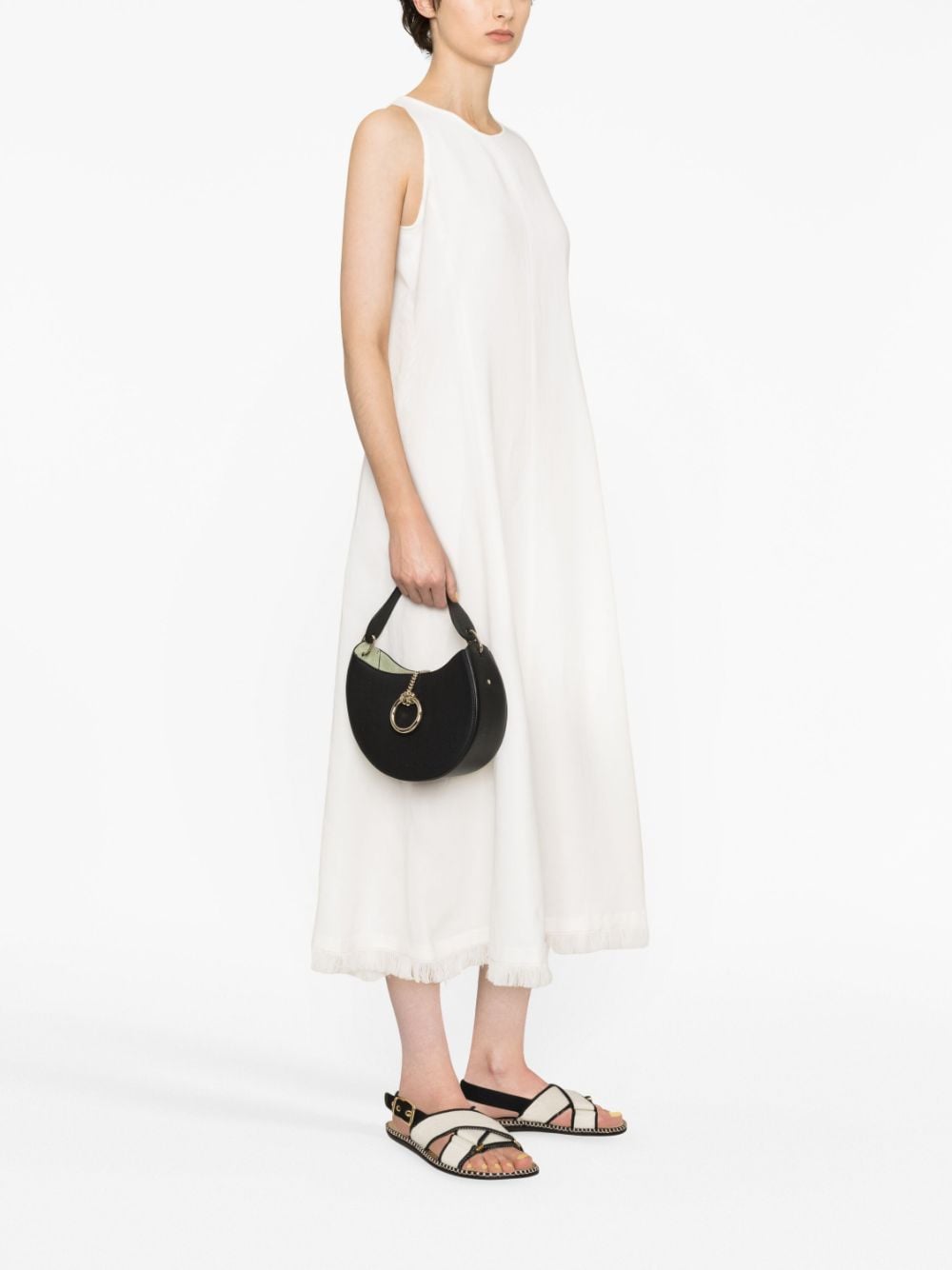 Shop Chloé Small Arlene Ring-embellished Tote Bag In Black