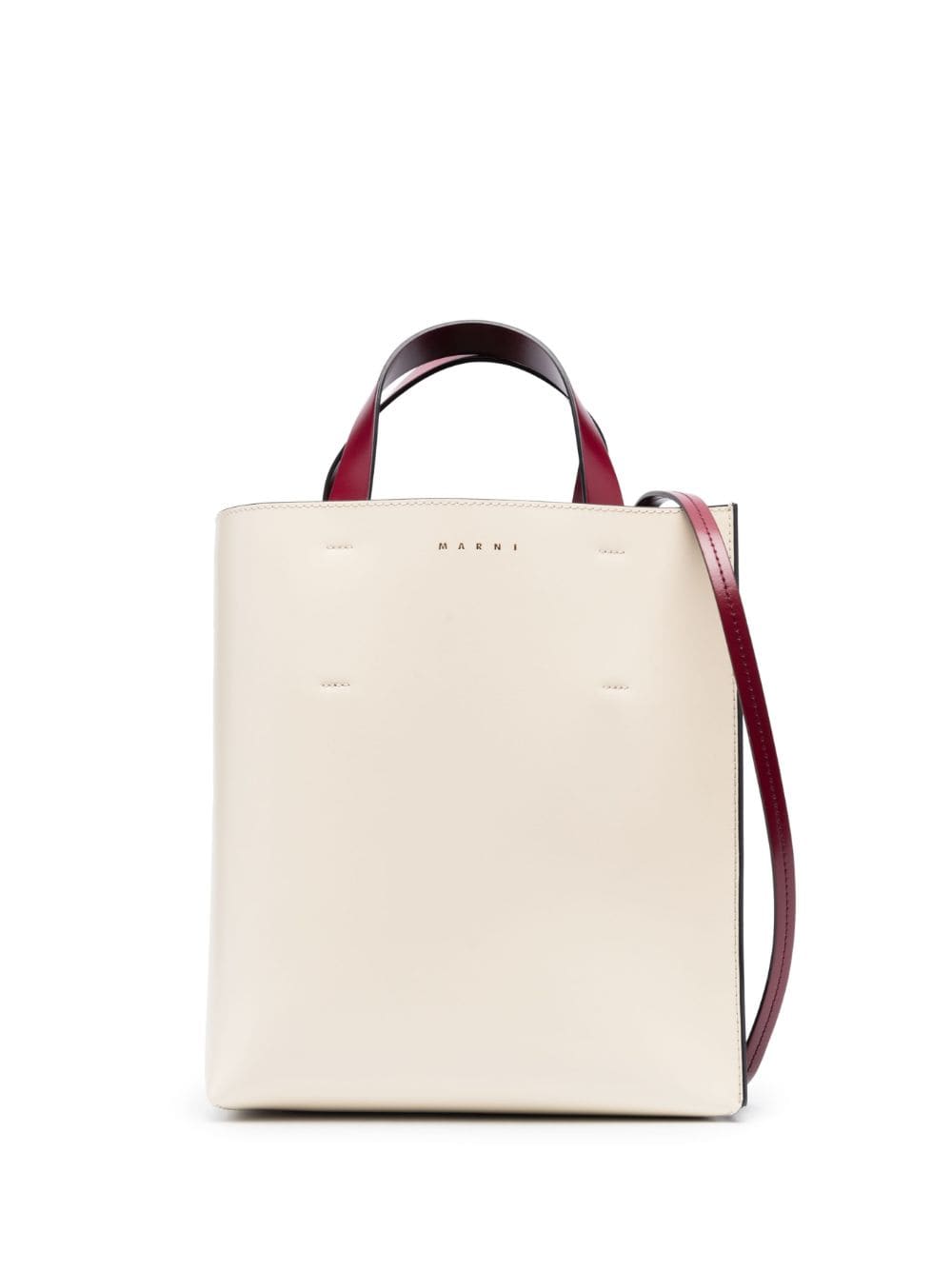 Shop Marni Museo Colour-block Leather Tote In Nude