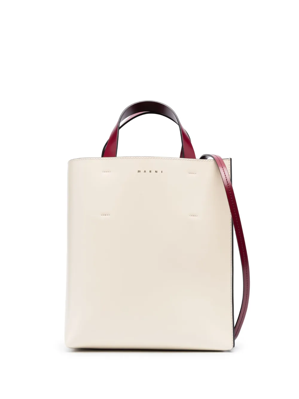 Marni Museo Soft Ew Small Tote Bag In Lily White/cloud/dust Apricot In Nude