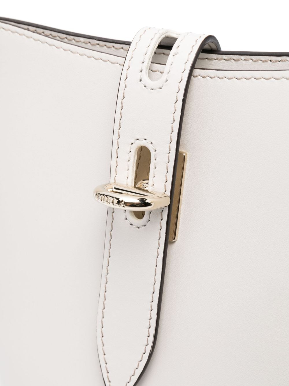 Shop Furla Unica Leather Satchel Bag In White