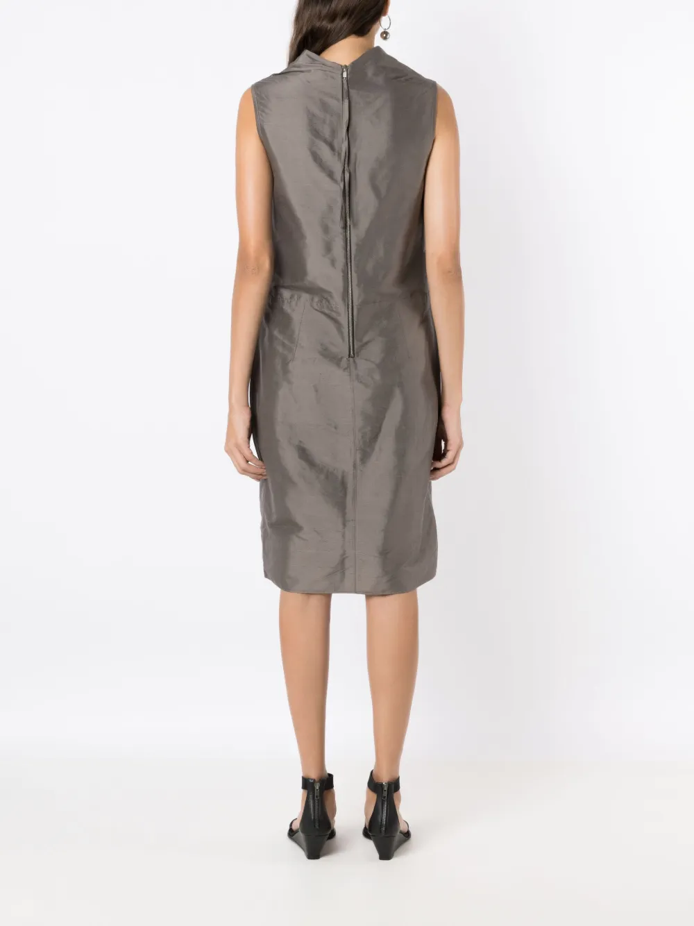 Shop Uma Raquel Davidowicz Cowl-neck Silk Midi Dress In Grey