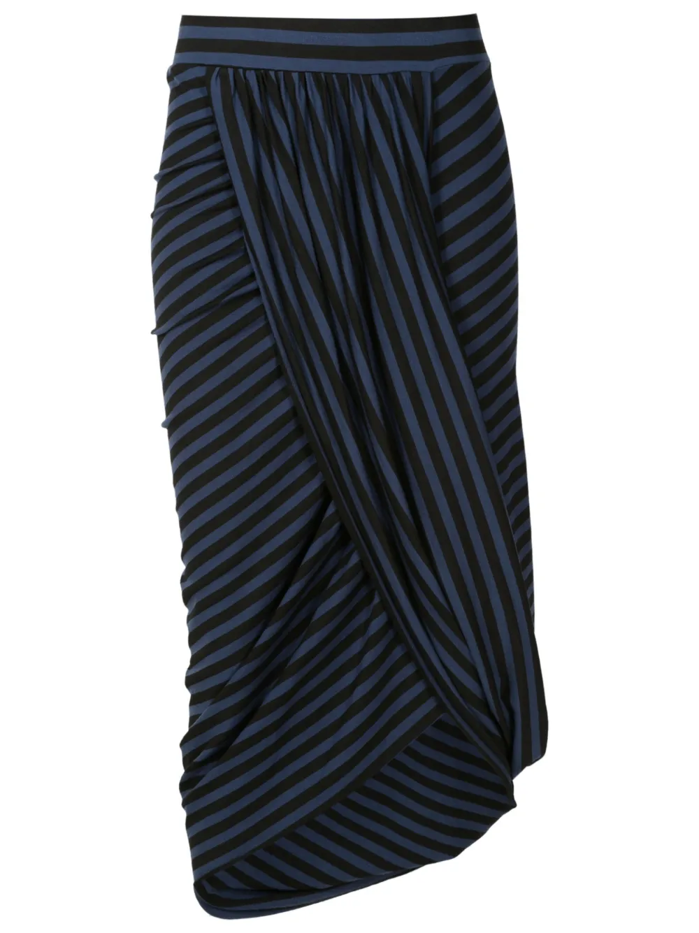 Uma Raquel Davidowicz Striped Draped Midi Skirt In Blue