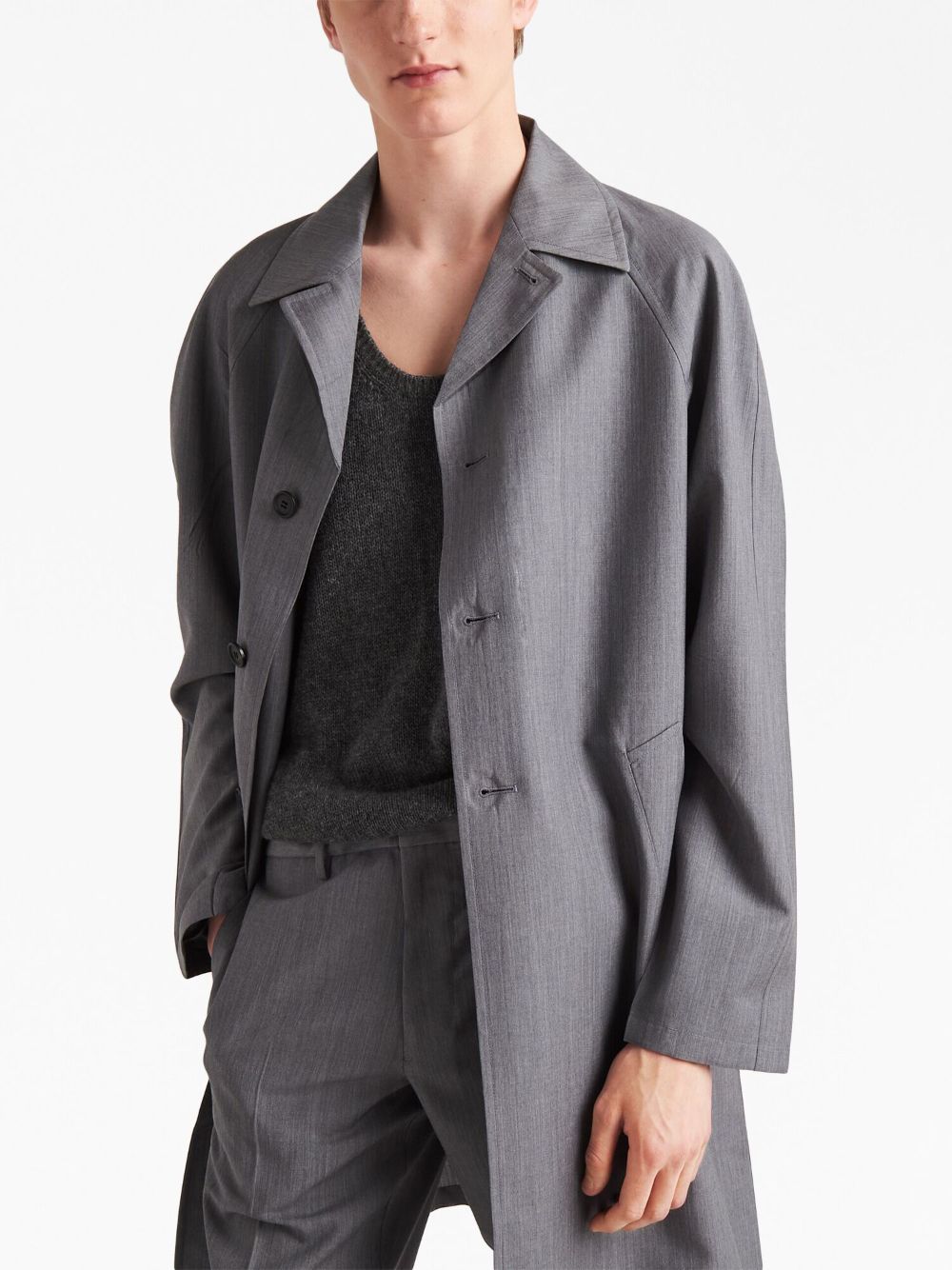 Shop Prada Single-breasted Mohair-wool Coat In Grey