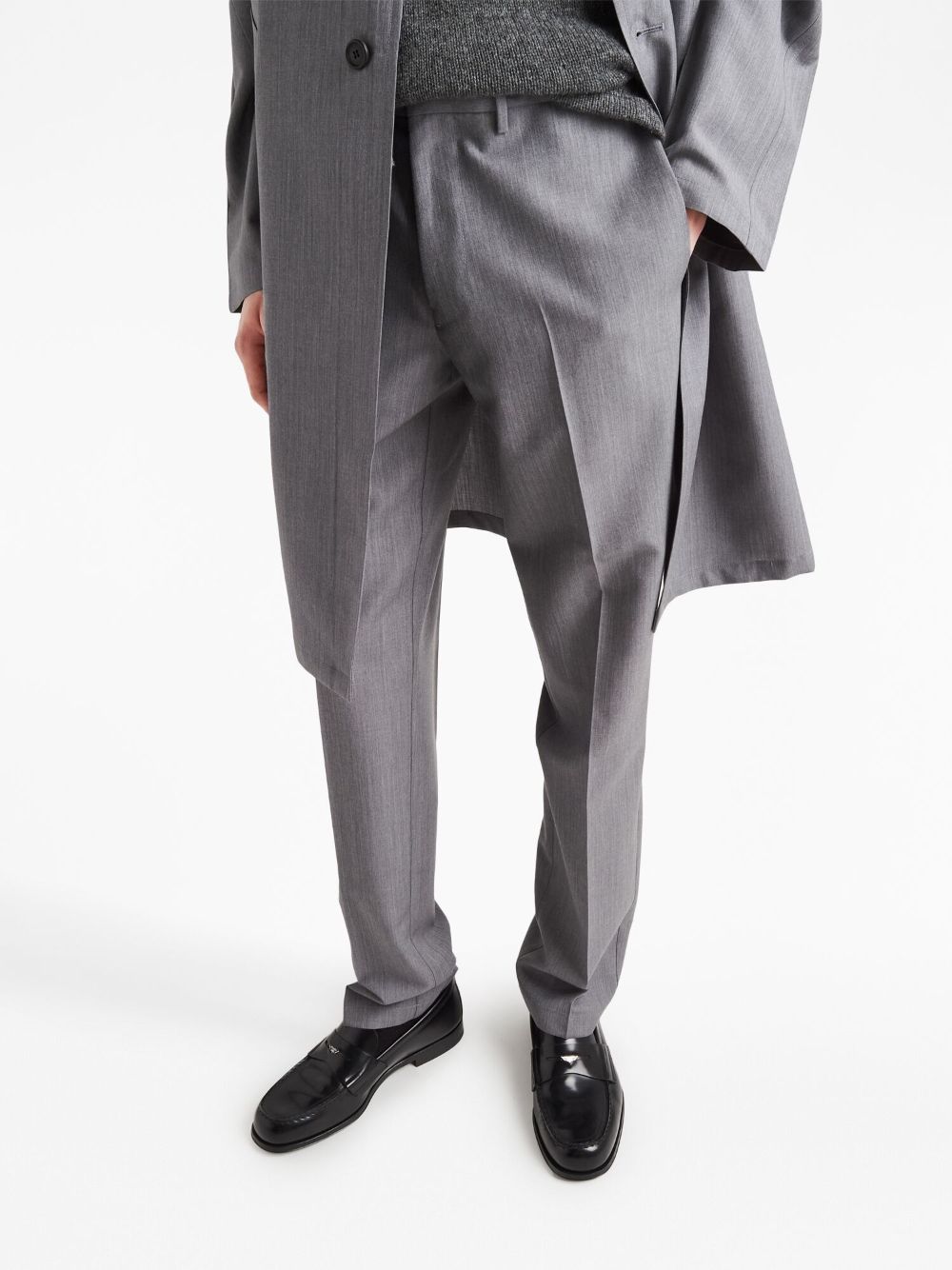 Shop Prada Triangle-logo Mohair-wool Trousers In Grey