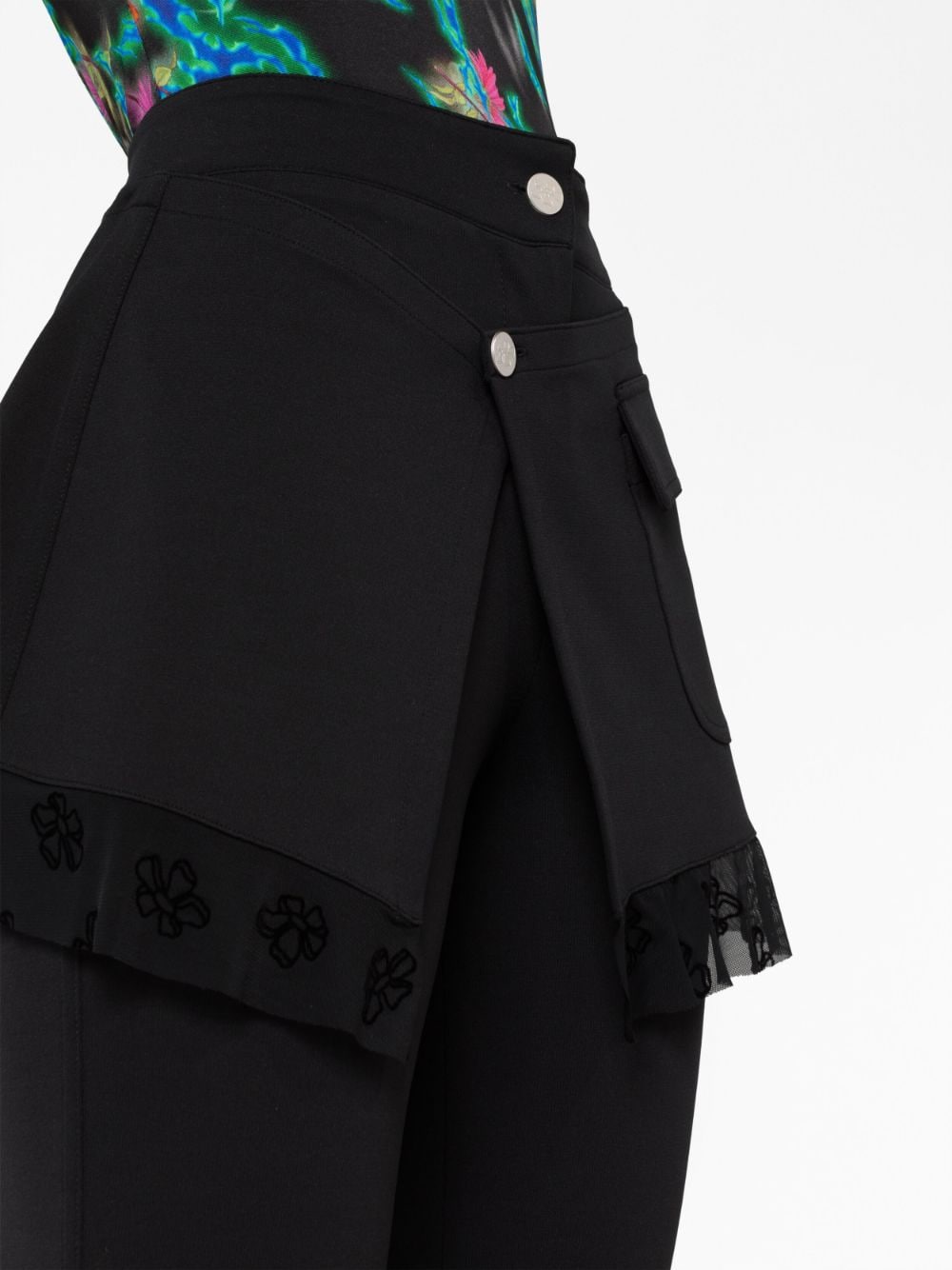Shop Margherita Maccapani Layered Flared Trousers In Black