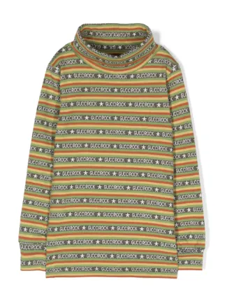 Gucci Kids Guccirock print Rollneck Jumper Yellow FARFETCH BH