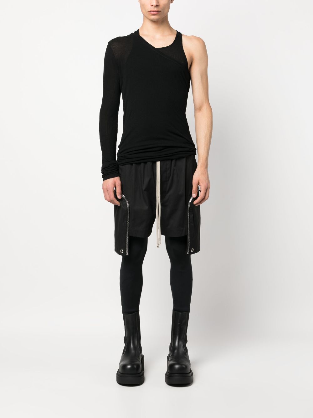 Rick Owens Shorts met verlaagd kruis - Zwart