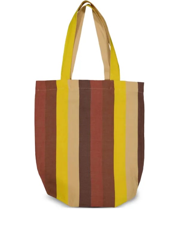 Marrakshi Life Striped Cotton Shoulder Bag in Brown