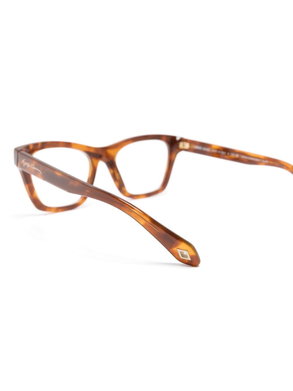 Shop Giorgio Armani Tortoiseshell Rectangle-frame Glasses In Brown