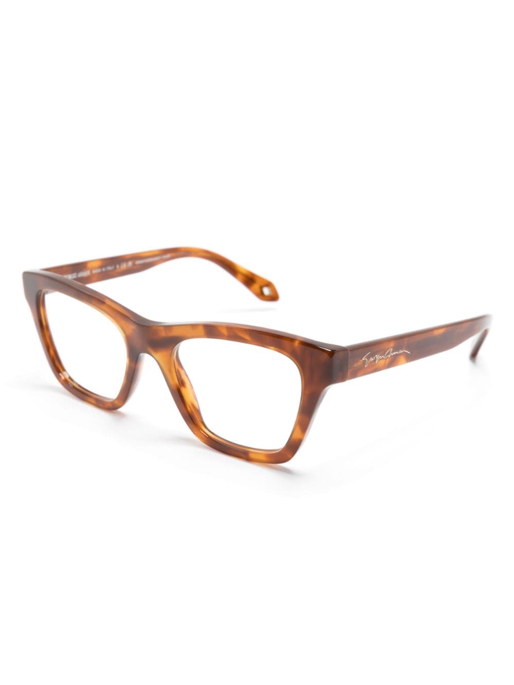 GIORGIO ARMANI TORTOISESHELL RECTANGLE-FRAME GLASSES 