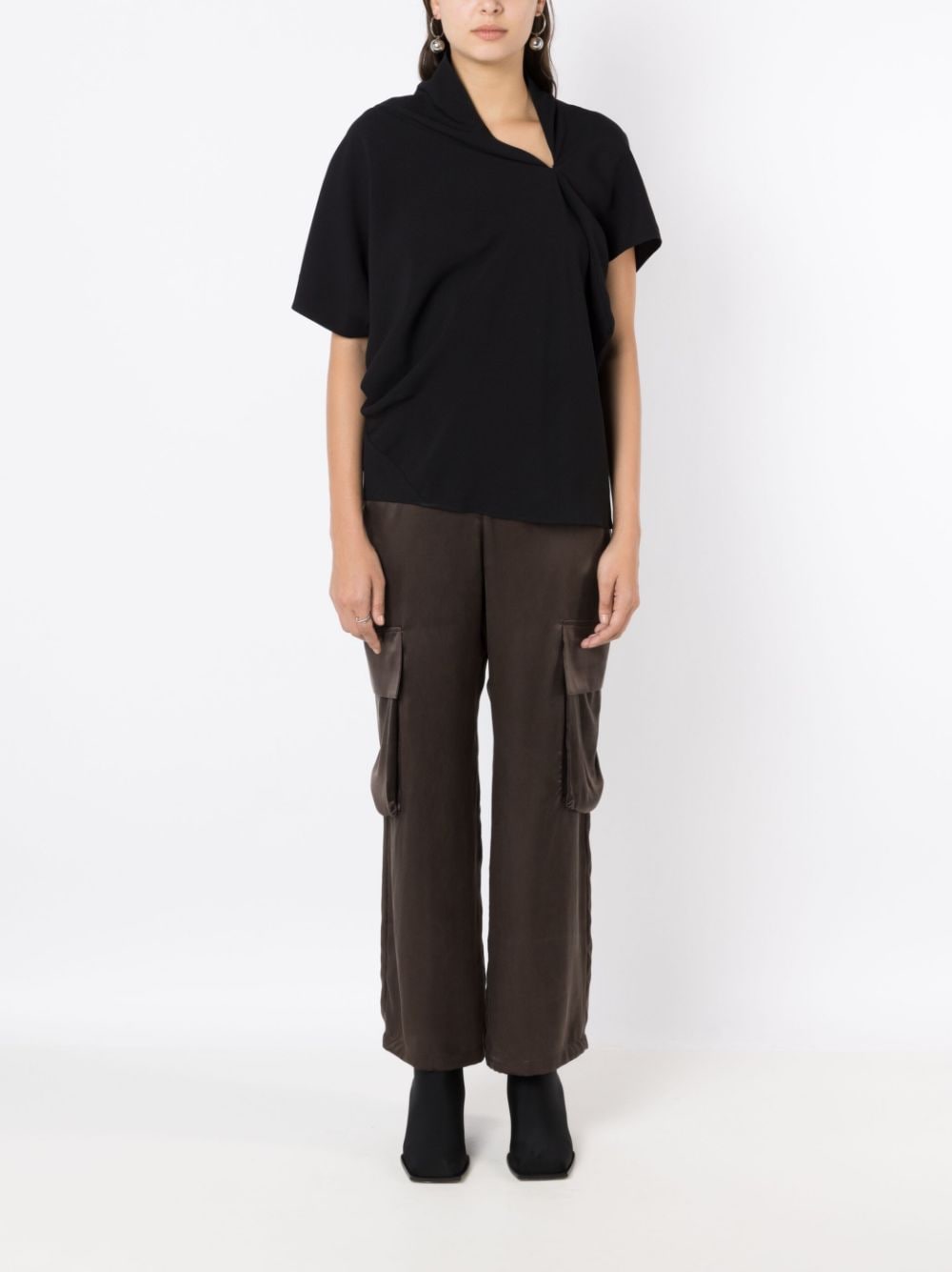 Shop Uma Raquel Davidowicz Straight-leg Silk Cargo Trousers In Brown