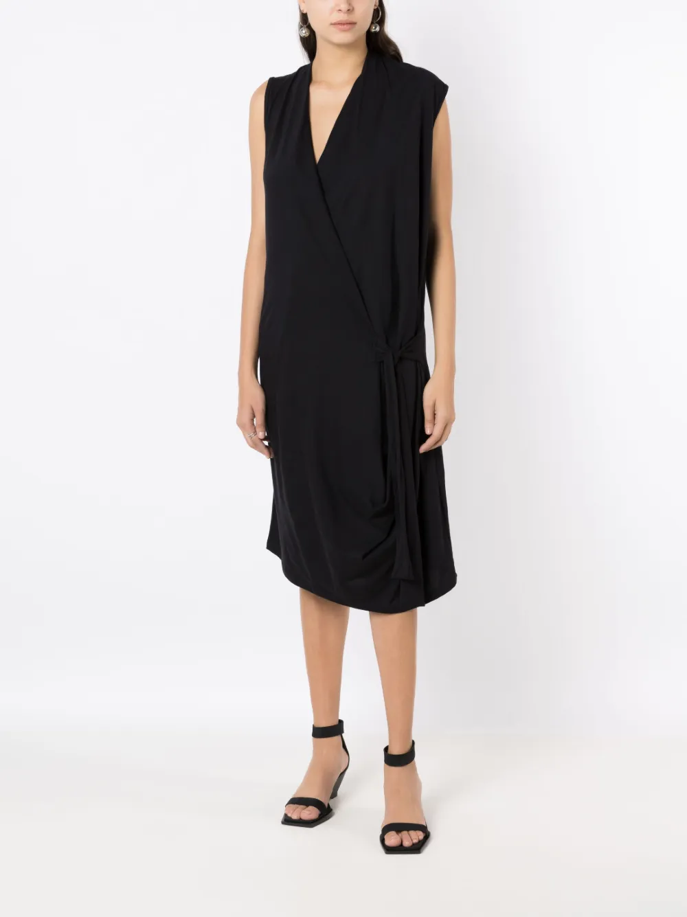 Shop Uma Raquel Davidowicz Wrap-design Cotton Midi Dress In Black