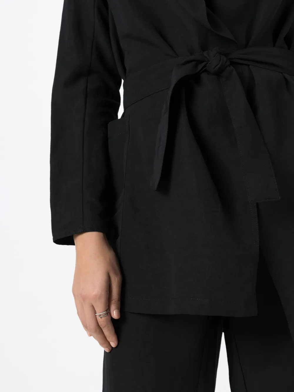 Shop Uma Raquel Davidowicz Tied-waist Wide-lapels Coat In Black