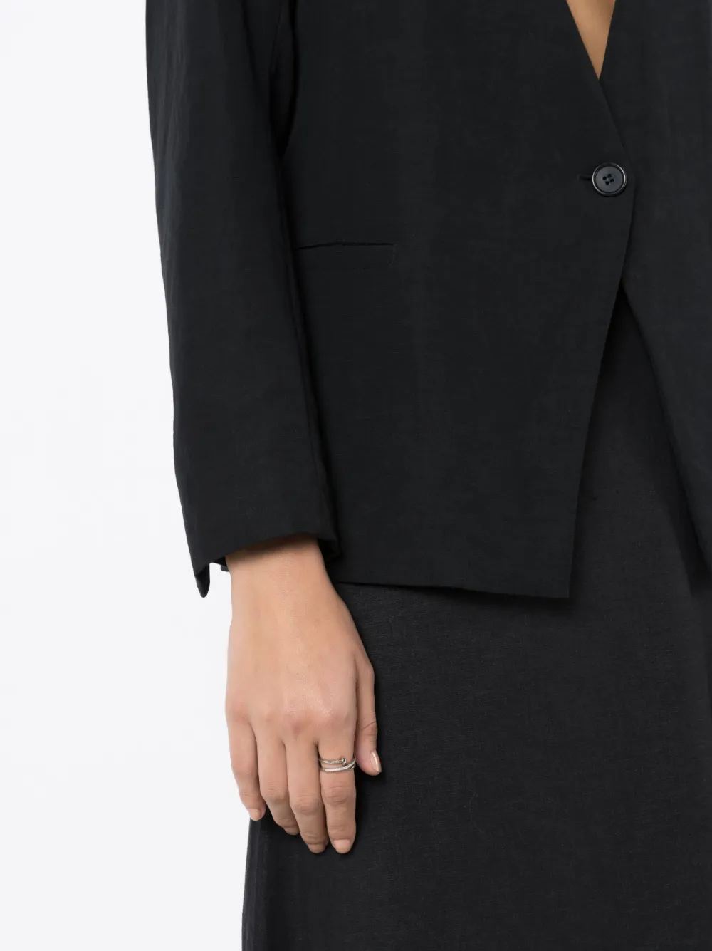 Uma | Raquel Blay No-lapels Button-fastening Blazer In Black